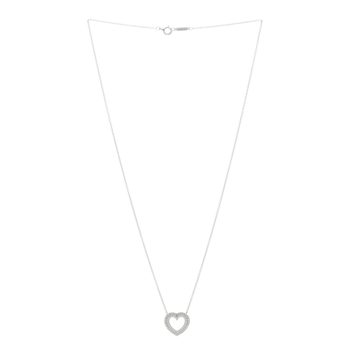 Tiffany Platinum Diamond Metro Heart Pendant Necklace 2 of 3