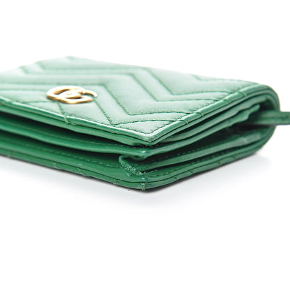 Gucci Calfskin Matelasse GG Marmont Card Case Wallet Emerald 9 of 11
