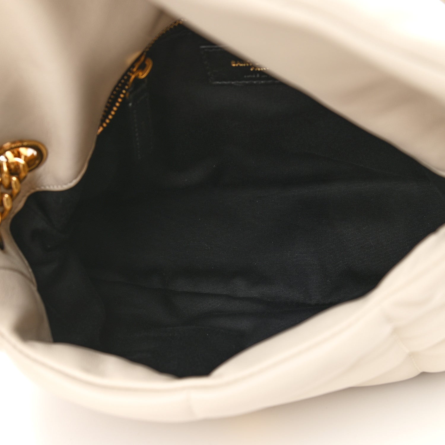 Saint Laurent Lambskin Quilted Small Loulou Puffer Monogram Chain Satchel Blanc Vintage 4 of 9