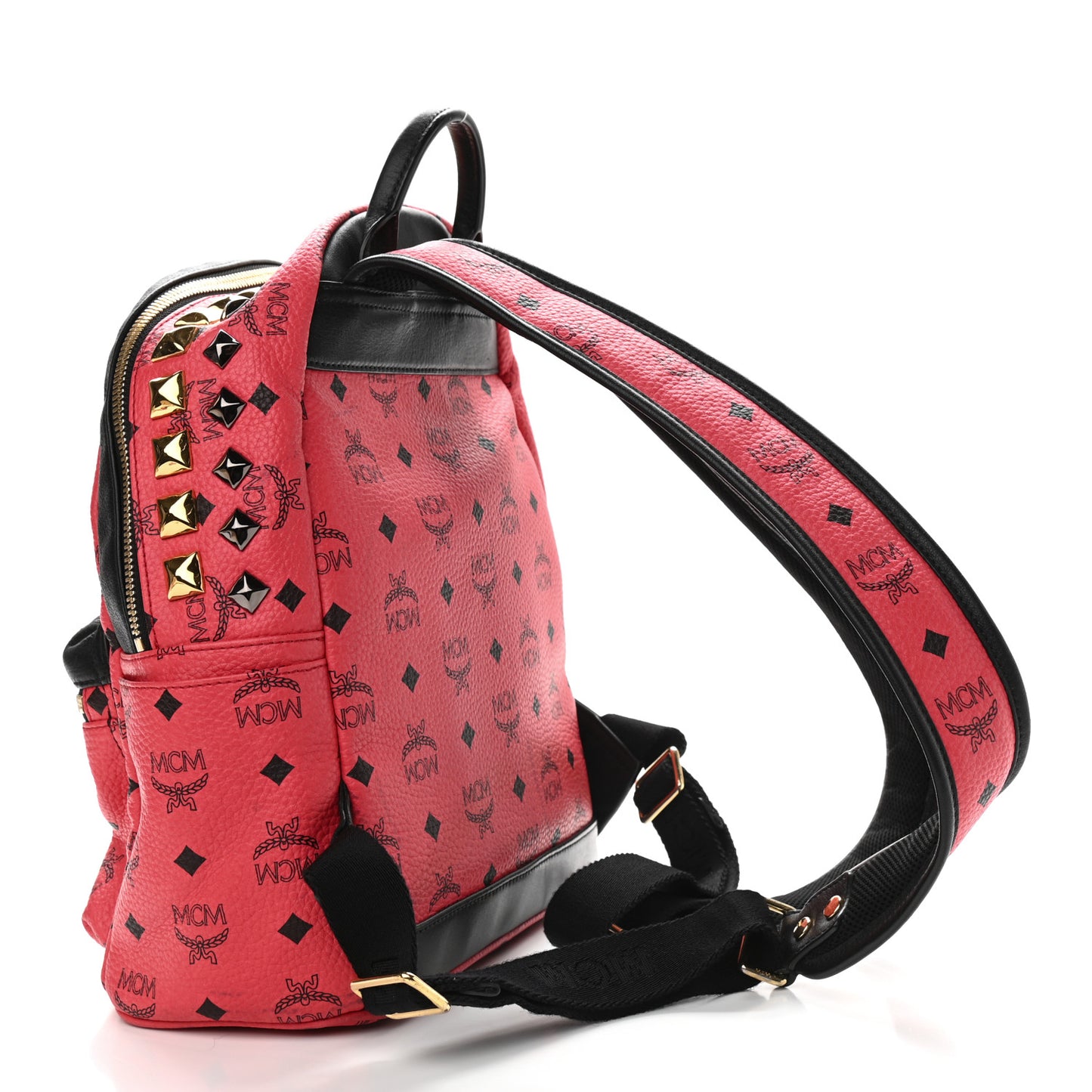 Visetos Studded Colorblock Small Stark Brock Backpack Coral Black