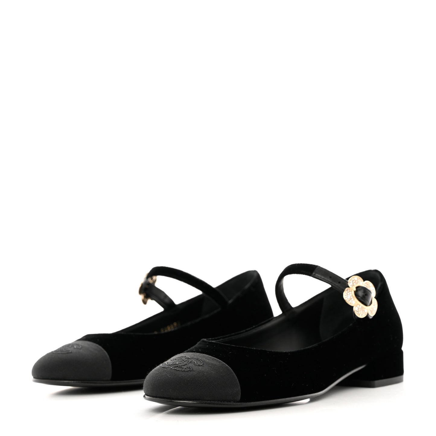 Velvet Grosgrain Mary Jane Flats 36.5 Black
