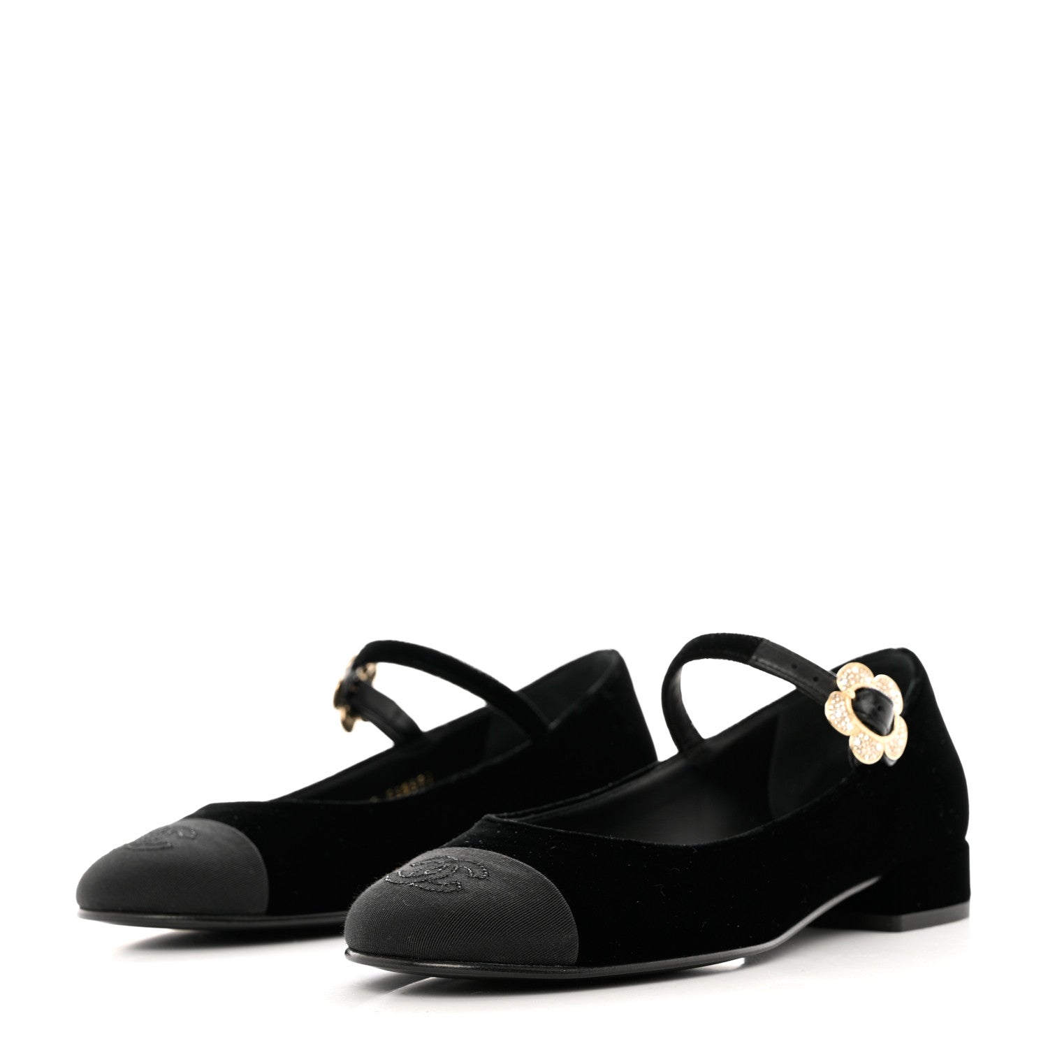 Chanel Velvet Grosgrain Mary Jane Flats 36.5 Black 5 of 9