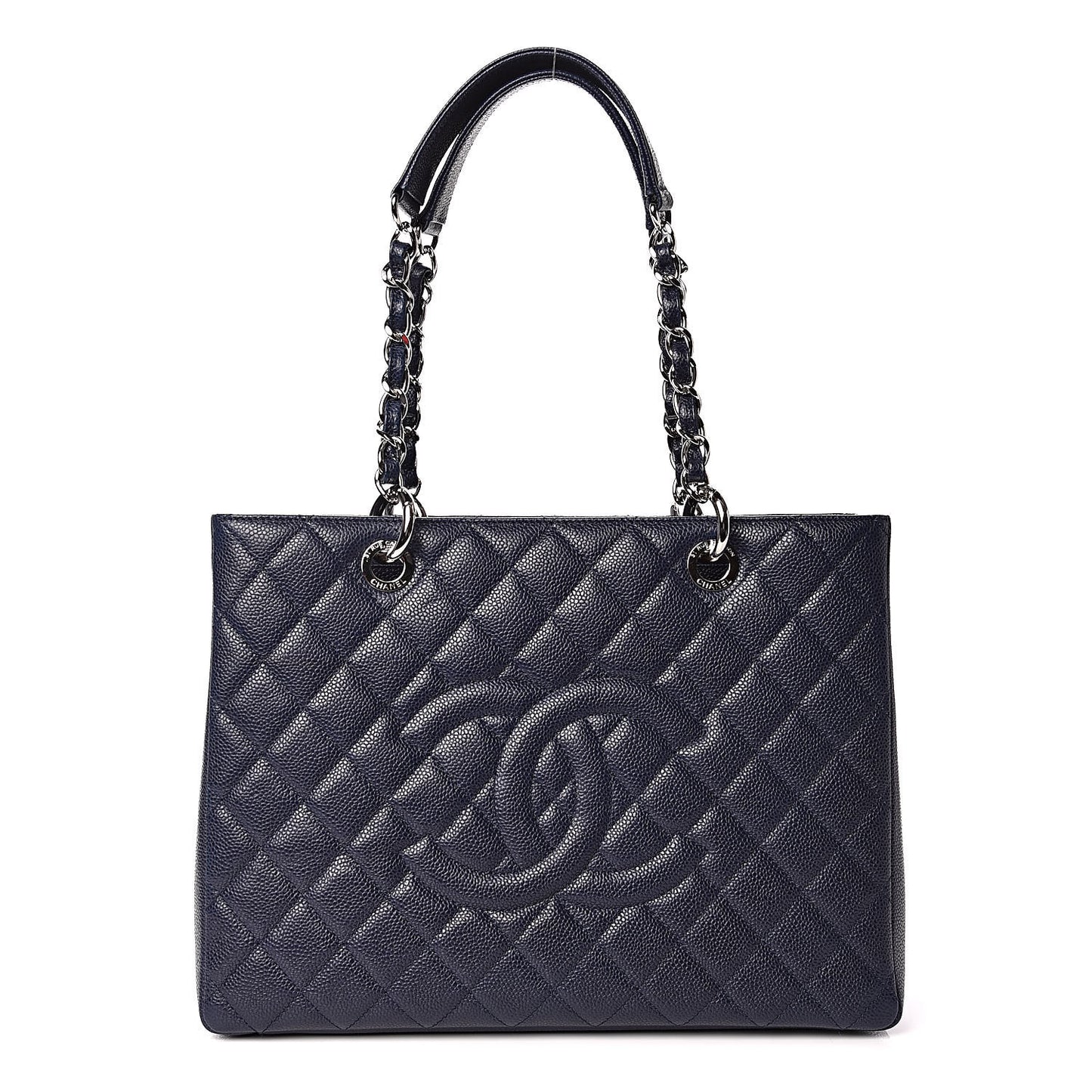 Caviar Quilted Grand Shopping Tote GST Navy Blue