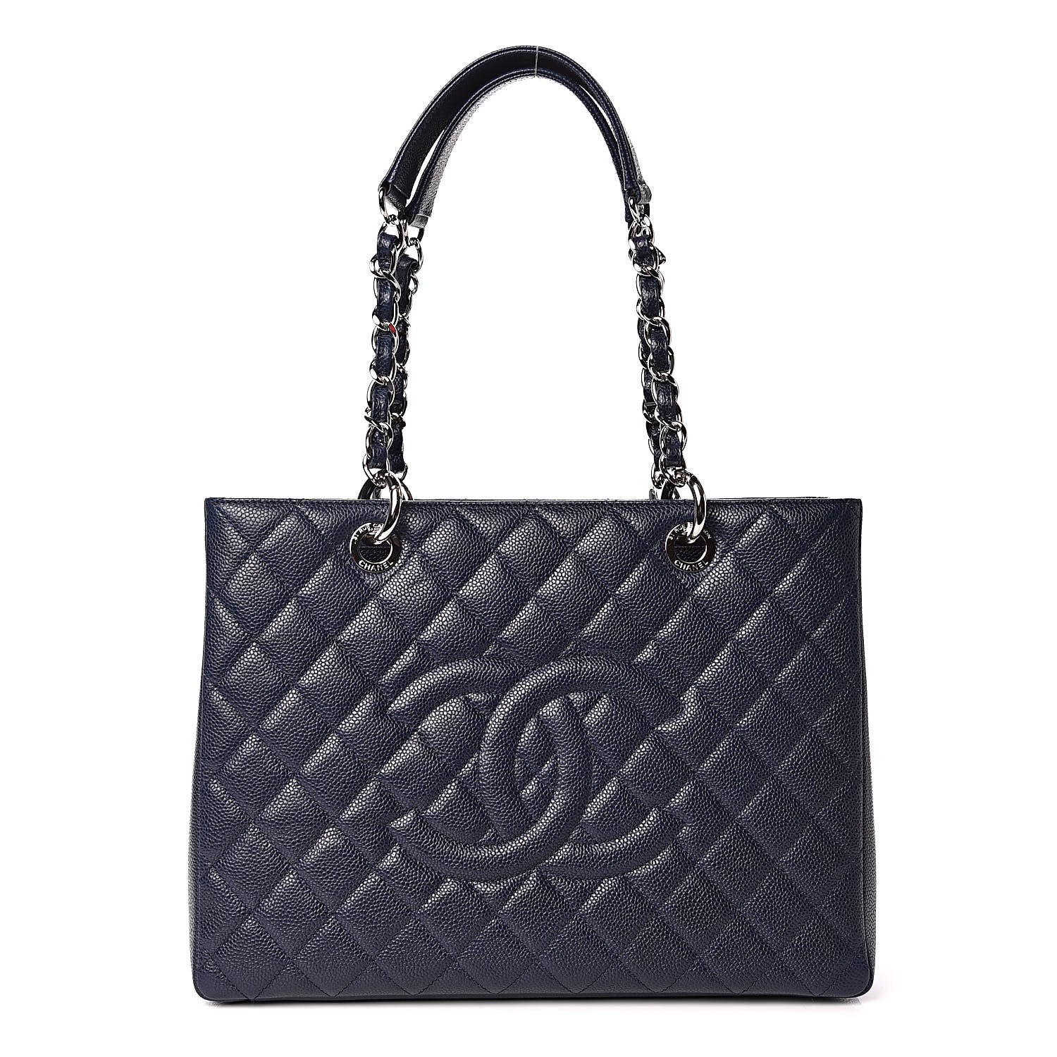 Chanel Caviar Quilted Grand Shopping Tote GST Navy Blue 1 of 10