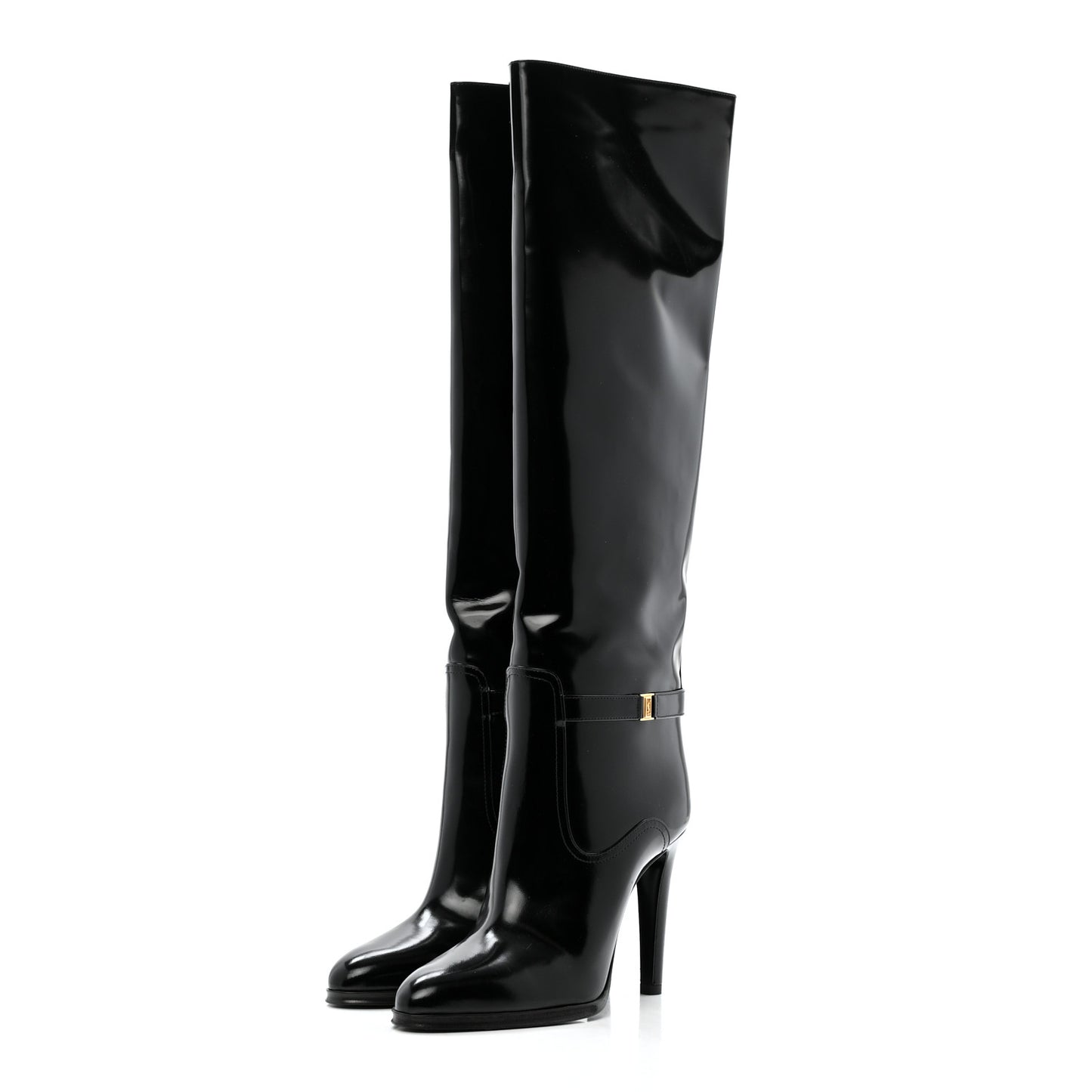 Patent Calfskin Diane 100 Boots 38.5 Black