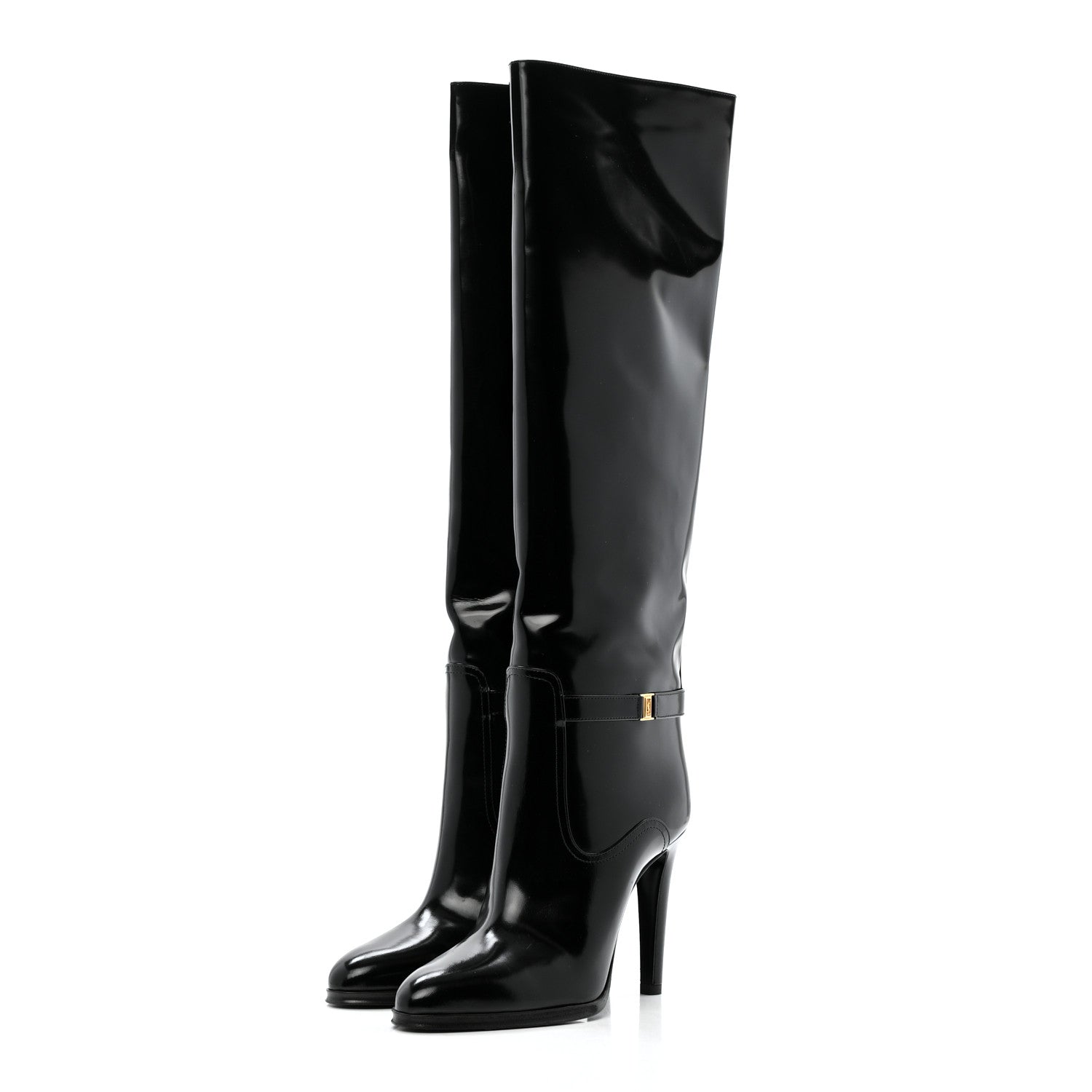 Saint Laurent Patent Calfskin Diane 100 Boots 38.5 Black 3 of 10