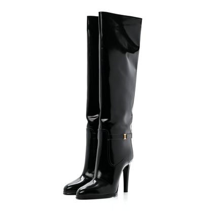 Saint Laurent Patent Calfskin Diane 100 Boots 38.5 Black 3 of 10