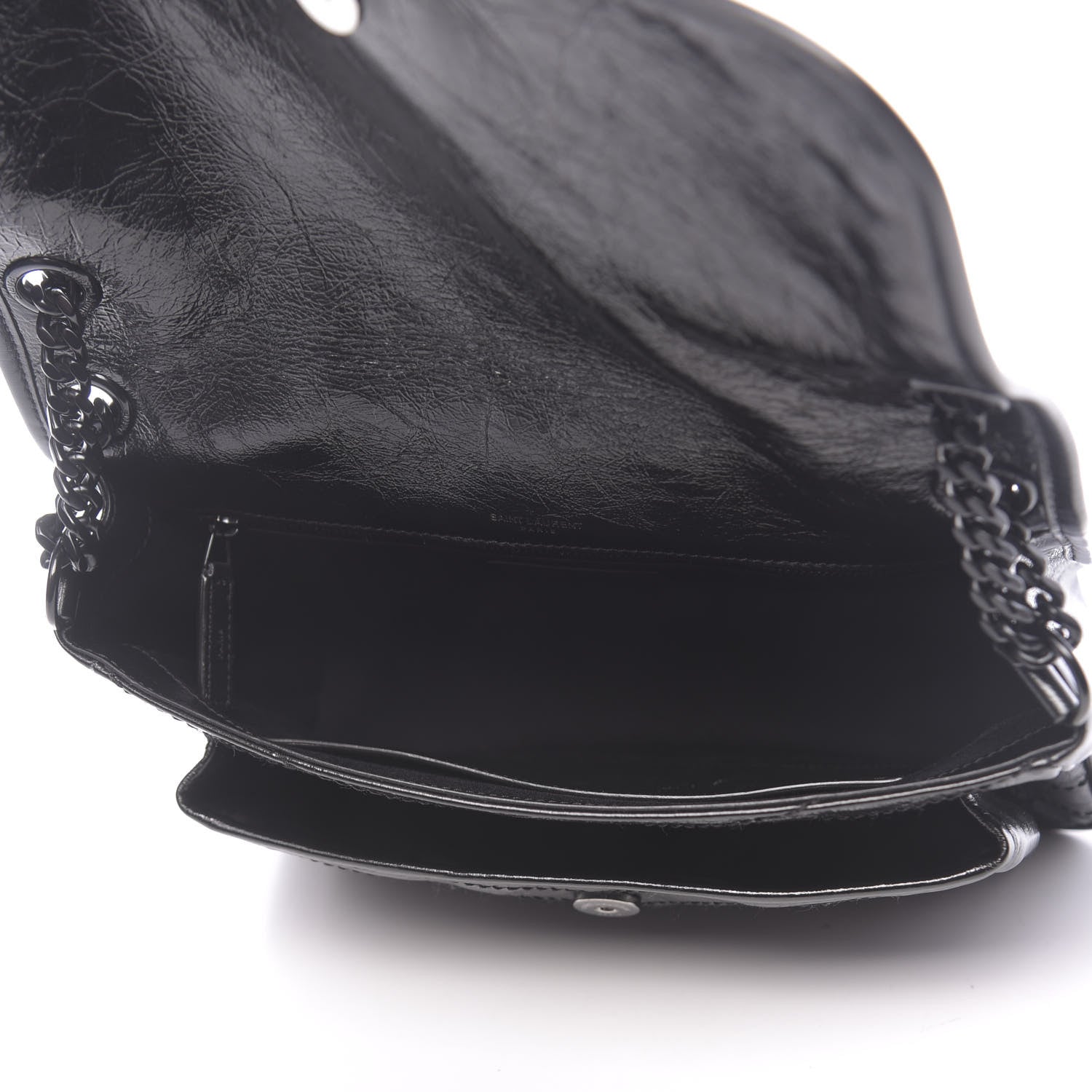Saint Laurent Crinkled Calfskin Matelasse Monogram Medium Niki Chain Satchel Black 5 of 9