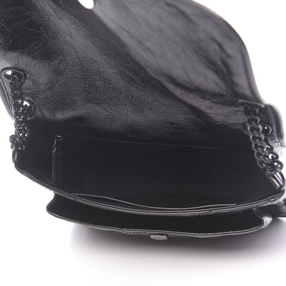 Saint Laurent Crinkled Calfskin Matelasse Monogram Medium Niki Chain Satchel Black 5 of 9