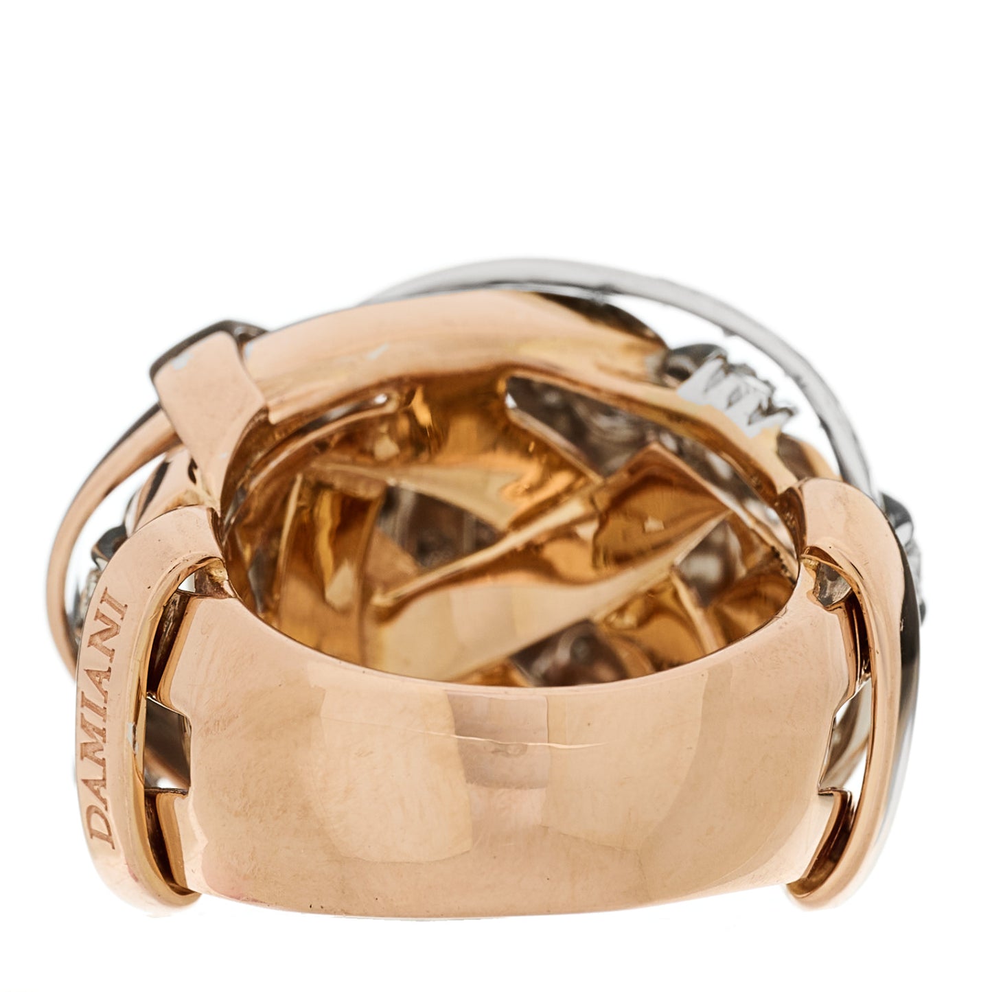 18K Rose White Gold Diamond Chignon Ring 55 7.25