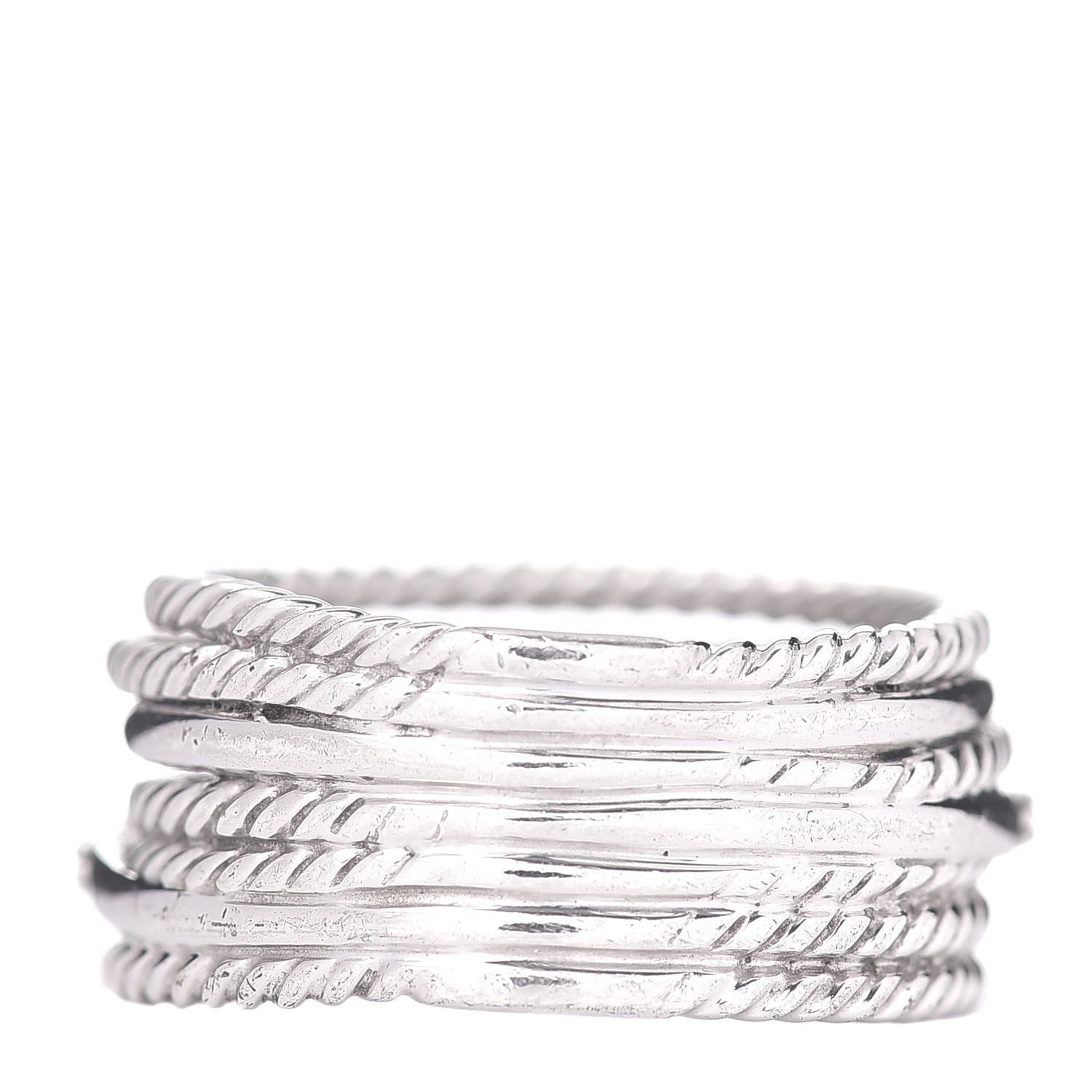 David Yurman Sterling Silver Diamond 11mm Wide Crossover Cable Ring 58 8.25 3 of 5