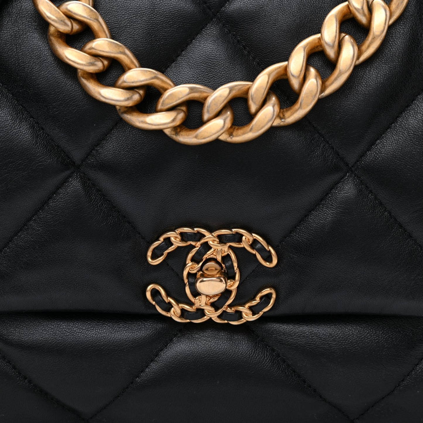 Lambskin Quilted Large Chanel 19 Flap Black