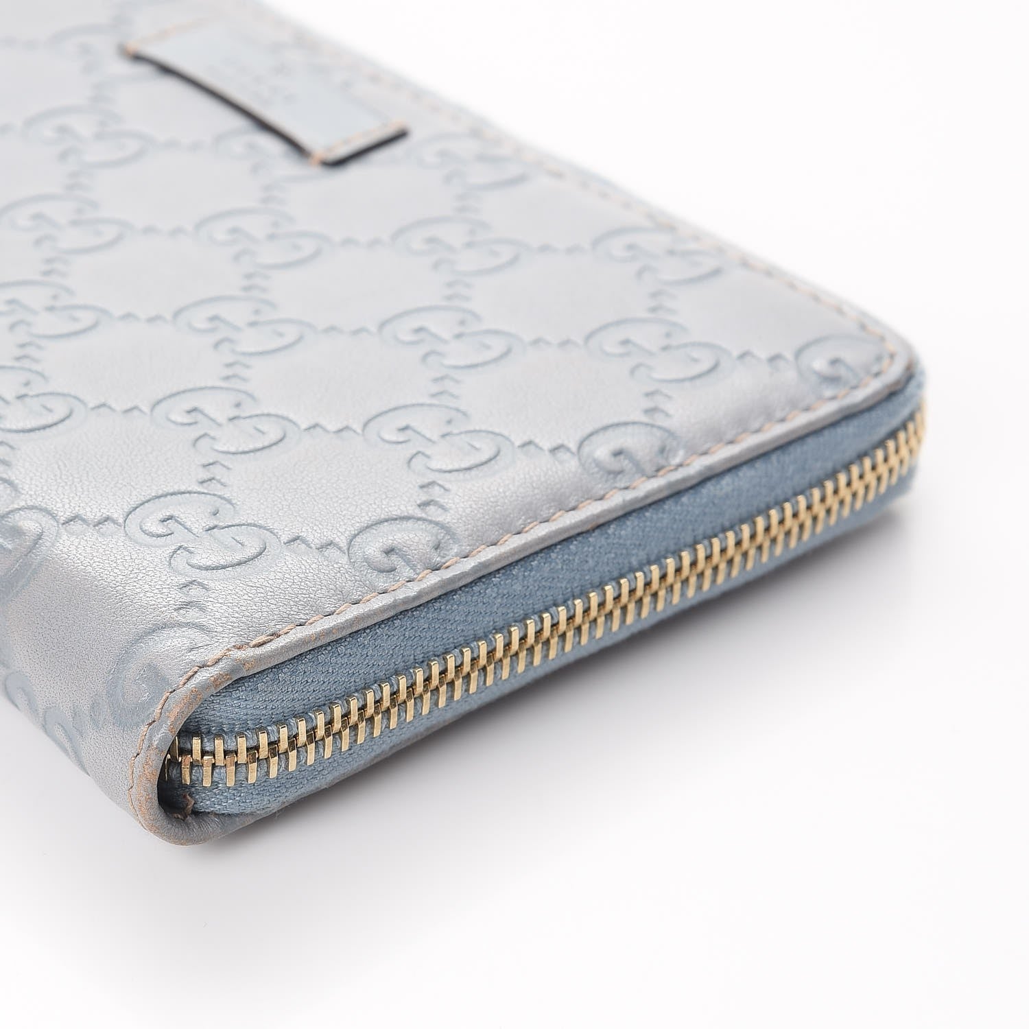 Gucci Guccissima Joy Zip Around Organizer Wallet Light Blue 9 of 13