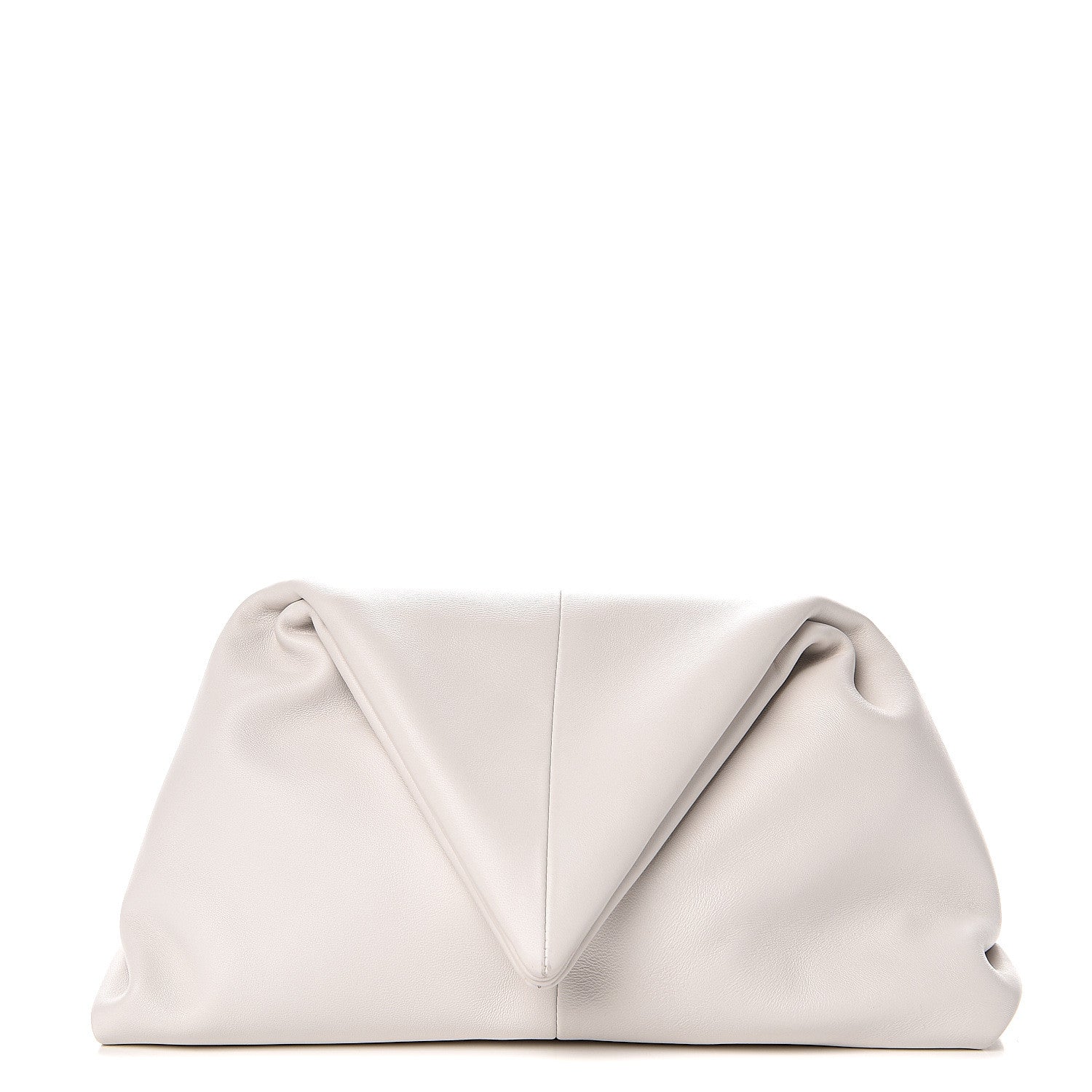 Bottega Veneta Lambskin BV Trine Clutch Bianco 1 of 8