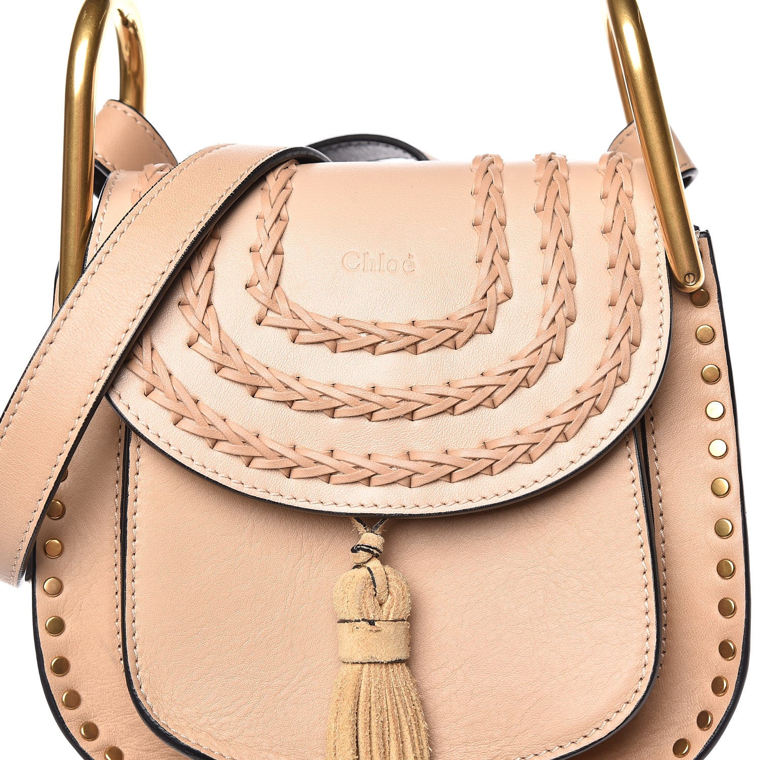 Chloe Calfskin Braided Mini Hudson Shoulder Bag Pearl Beige 10 of 10