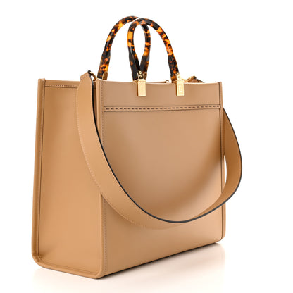 Fendi Vitello King Plexiglass Logo Embossed Medium Fendi Sunshine Shopper Tote Miele Scuro 3 of 11