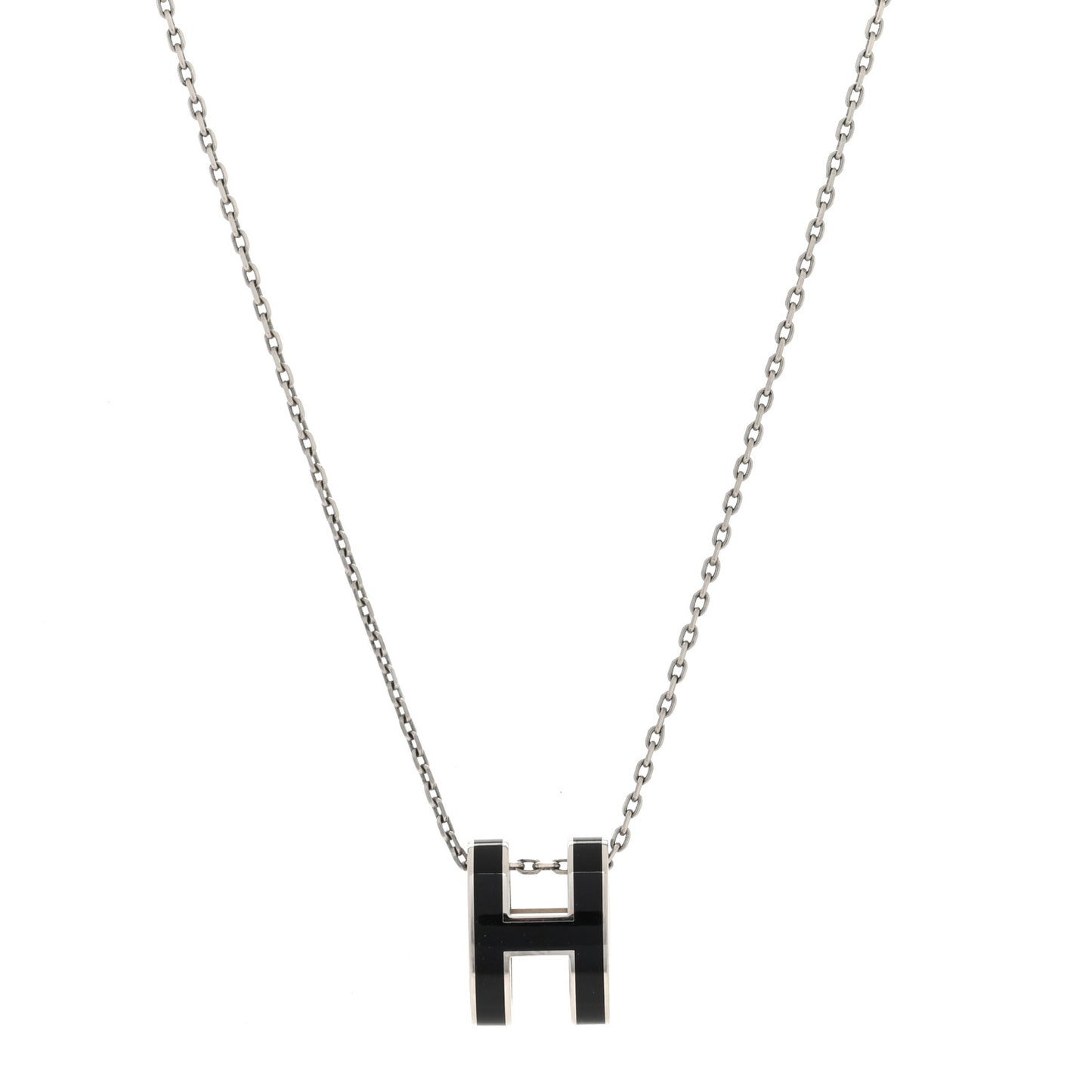 Lacquered Palladium Pop H Pendant Necklace Black