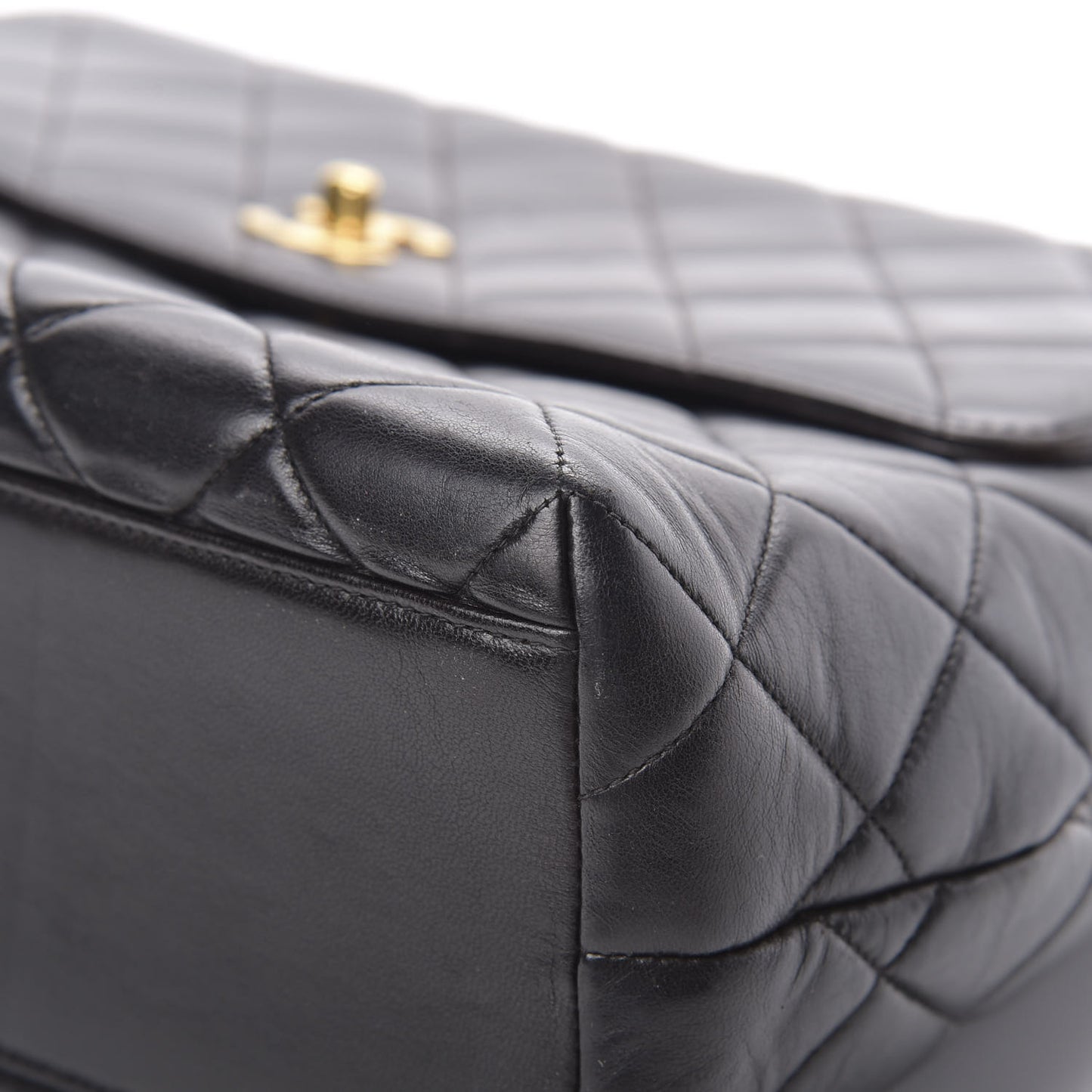 Lambskin Quilted Jumbo Kelly Flap Bag Black