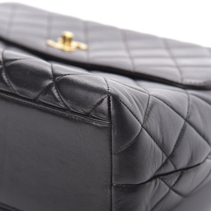 Chanel Lambskin Quilted Jumbo Kelly Flap Bag Black 11 of 22