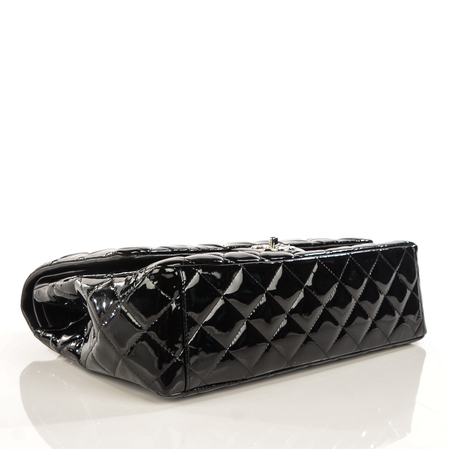 Patent Quilted Maxi Double Flap Black