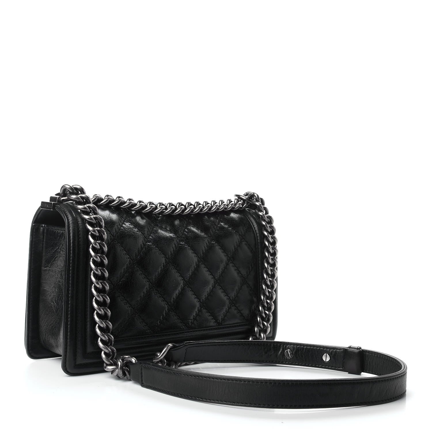 Chanel Calfskin Double Stitch Medium Boy Flap Black 3 of 10