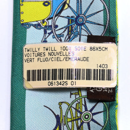 Hermes Silk Voitures Nouvelles Twilly Vert Fluo Ciel Emeraude 8 of 8