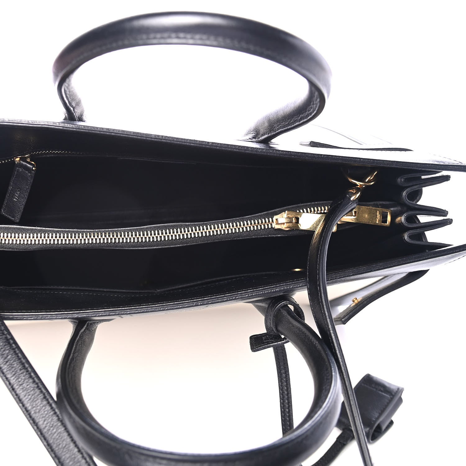 Saint Laurent Calfskin Bi-Color Small Sac De Jour White Black 4 of 4