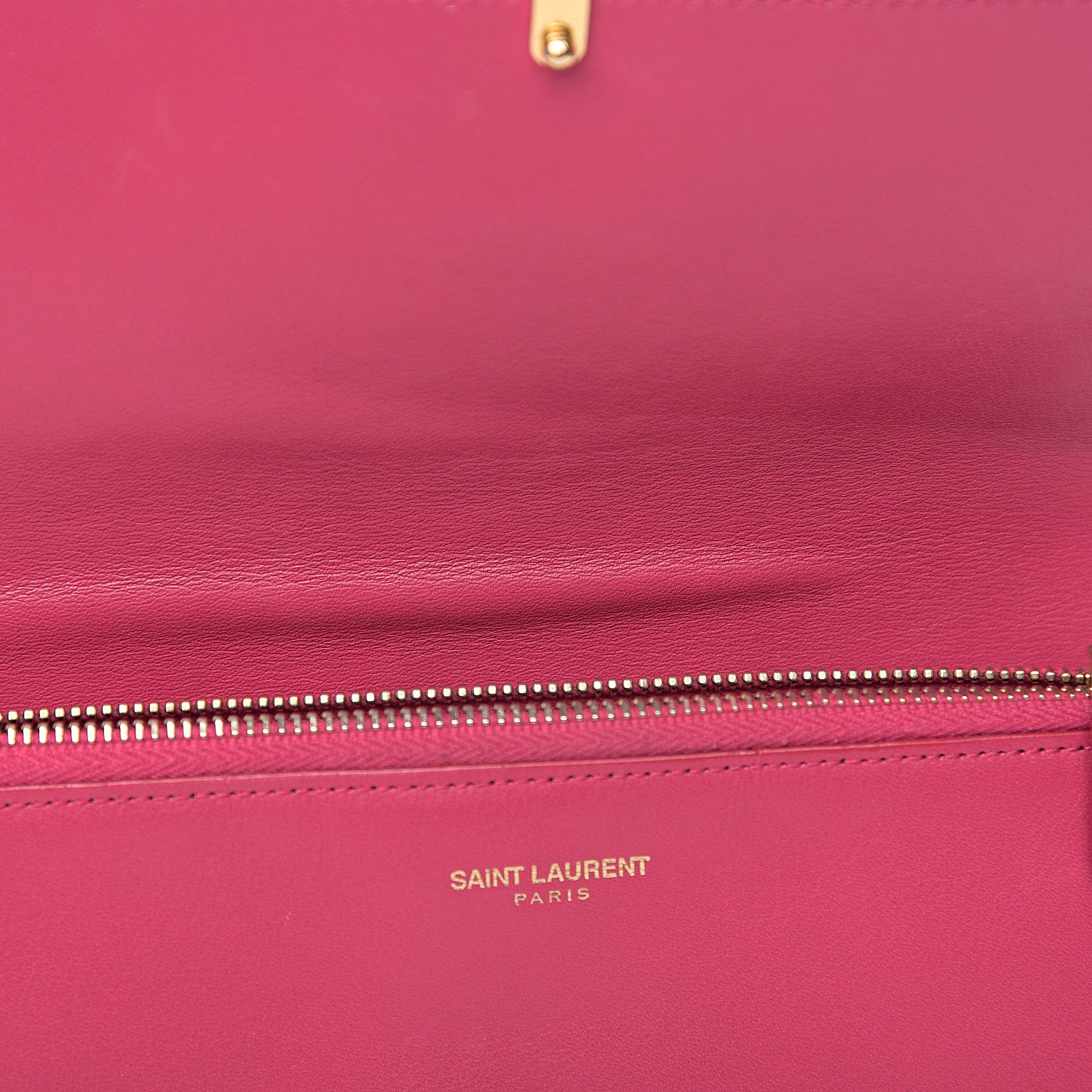 Saint Laurent Calfskin Classic Y Ligne Clutch Fuchsia 10 of 12