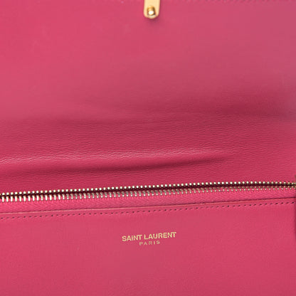 Saint Laurent Calfskin Classic Y Ligne Clutch Fuchsia 10 of 12