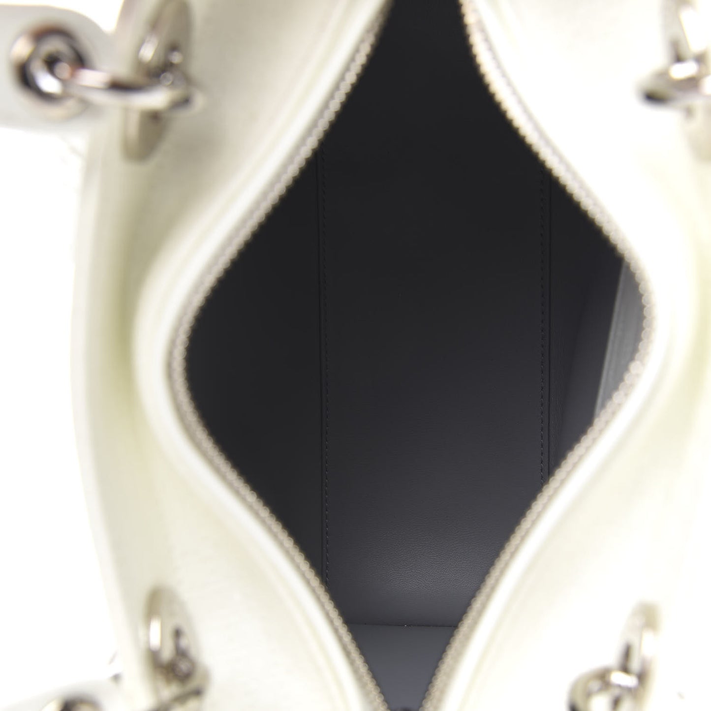 Patent Micro-Cannage Medium Lady Dior White