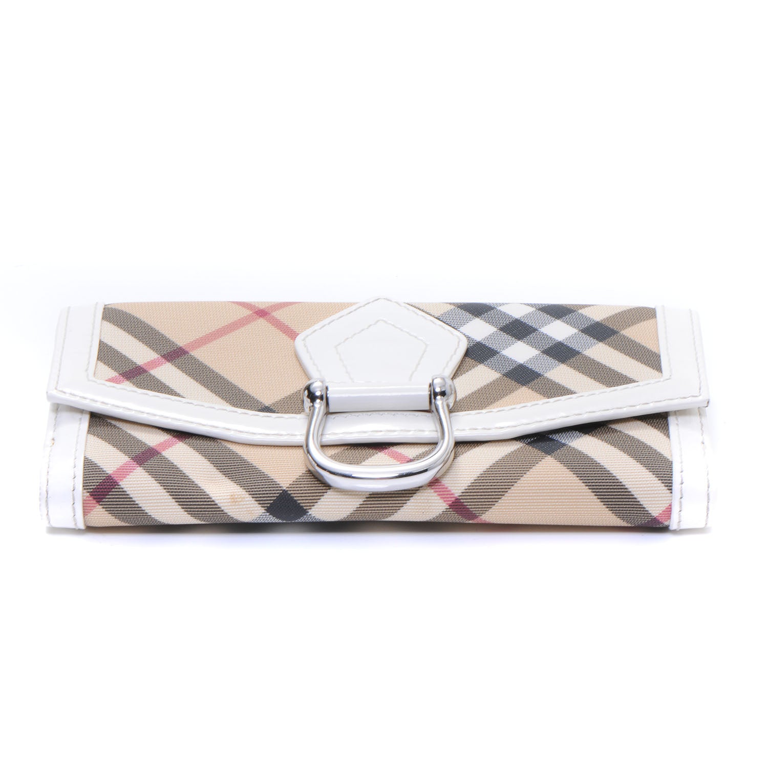 Burberry Leather Trim Nova Check Wallet White 4 of 9