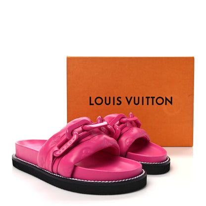 Louis Vuitton Calfskin Embossed Monogram Sunset Flat Comfort Mule 39 Rose Pop 9 of 9
