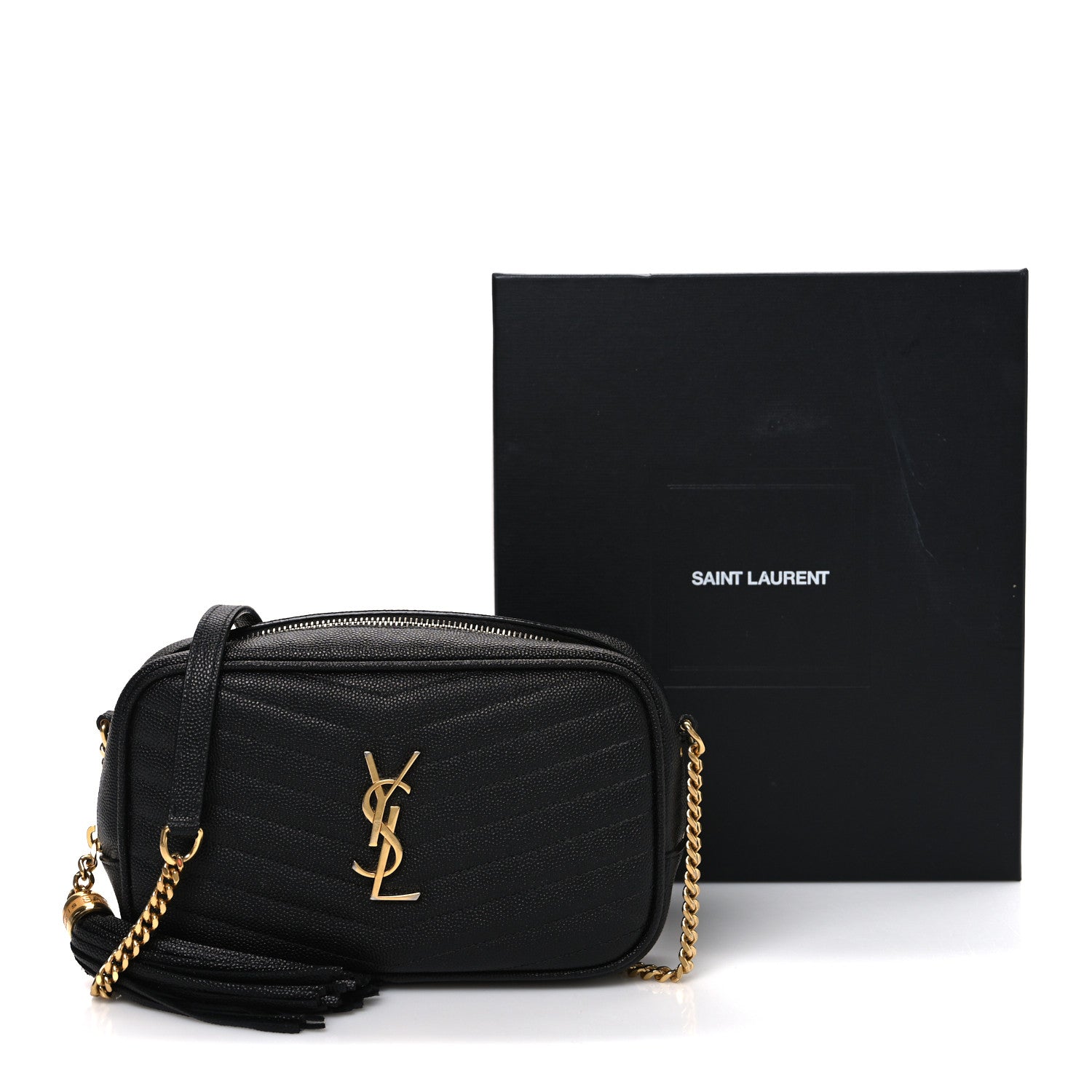 Saint Laurent Grain De Poudre Matelasse Monogram Mini Lou Camera Bag Black 10 of 10