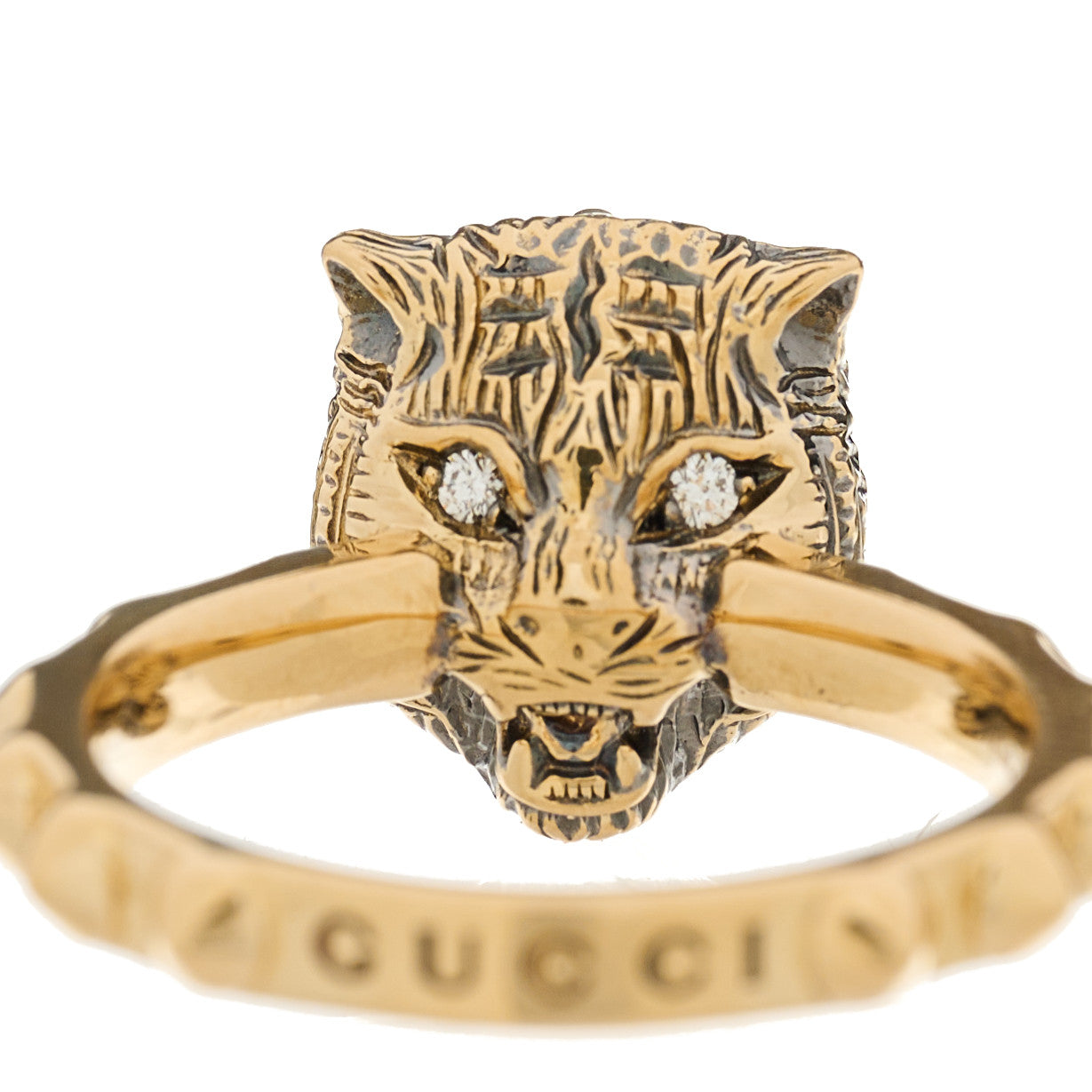 Gucci 18K Yellow Gold Pink Tourmaline Le Marché Des Merveilles Feline Ring 47 4.25 8 of 8