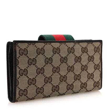Gucci Monogram Calfskin Ladies Web Continental Wallet Beige Ebony Cocoa 3 of 8