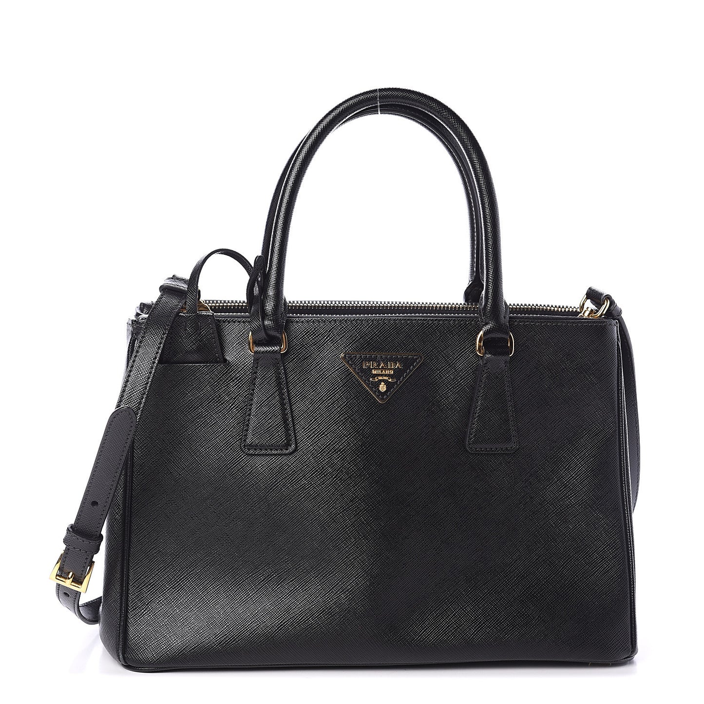 Saffiano Small Galleria Double Zip Tote Black