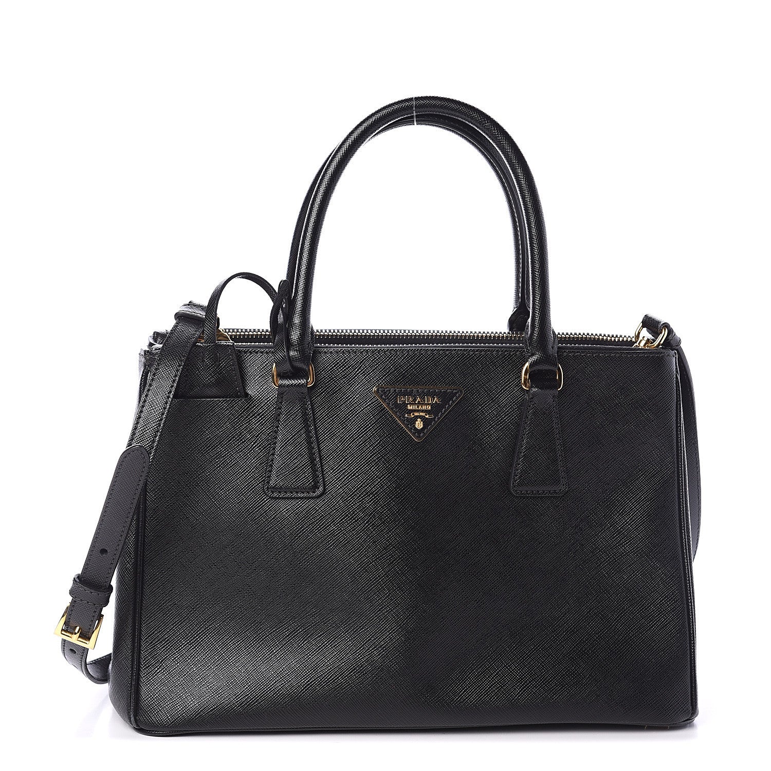 Prada Saffiano Small Galleria Double Zip Tote Black 1 of 8