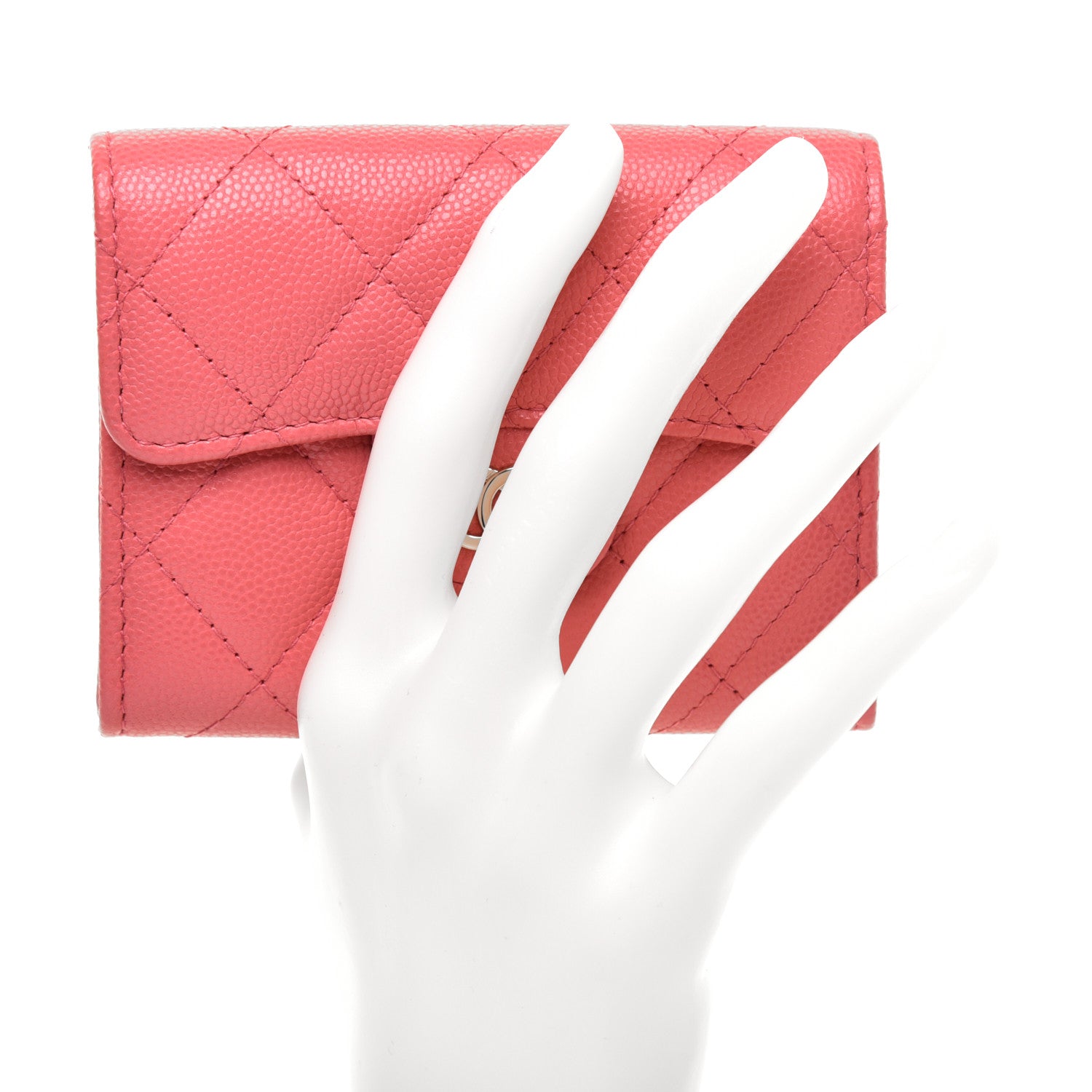 Chanel Caviar Quilted Flap Card Holder Wallet Pink 2 of 8