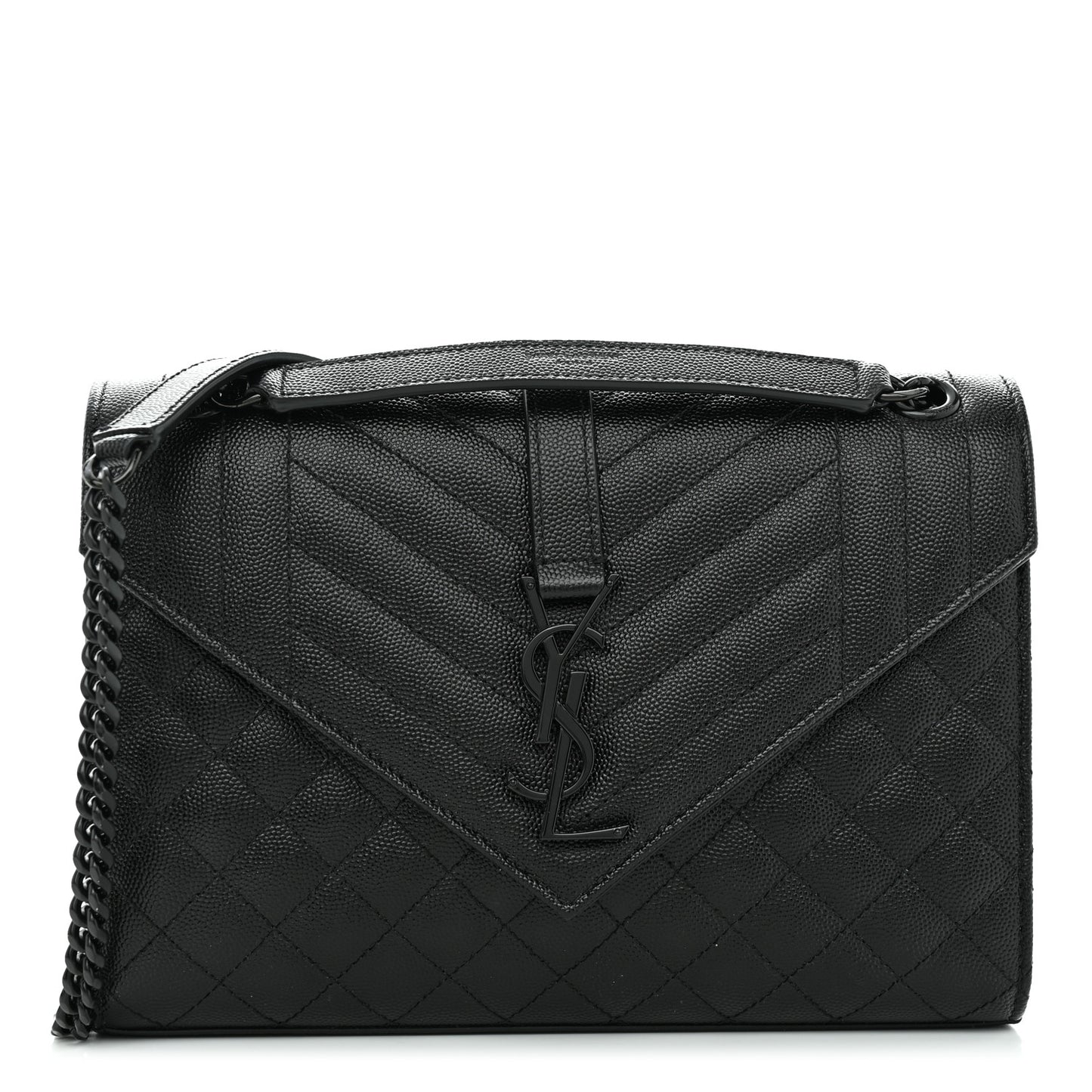 Grain De Poudre Textured Mixed Matelasse Triquilt Medium Monogram Monochrome Satchel Black