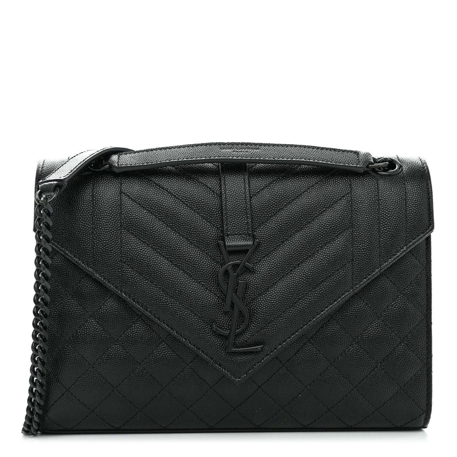 Saint Laurent Grain De Poudre Textured Mixed Matelasse Triquilt Medium Monogram Monochrome Satchel Black 1 of 9
