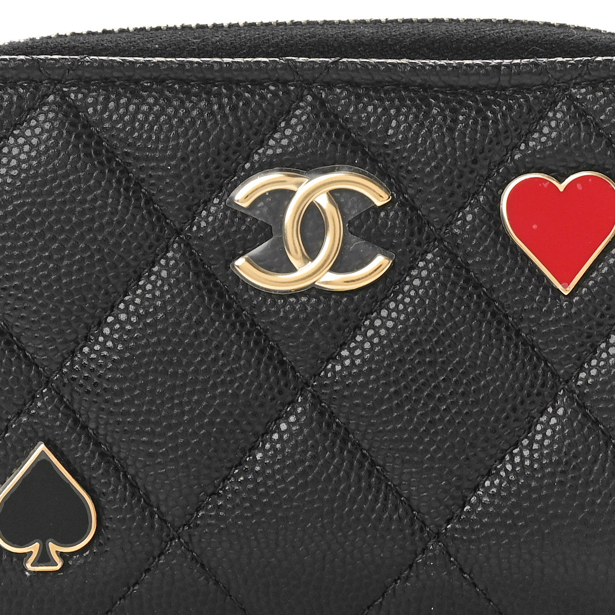 Chanel Caviar Enamel Coco Casino Quilted Zip Coin Purse Navy Blue 8 of 9