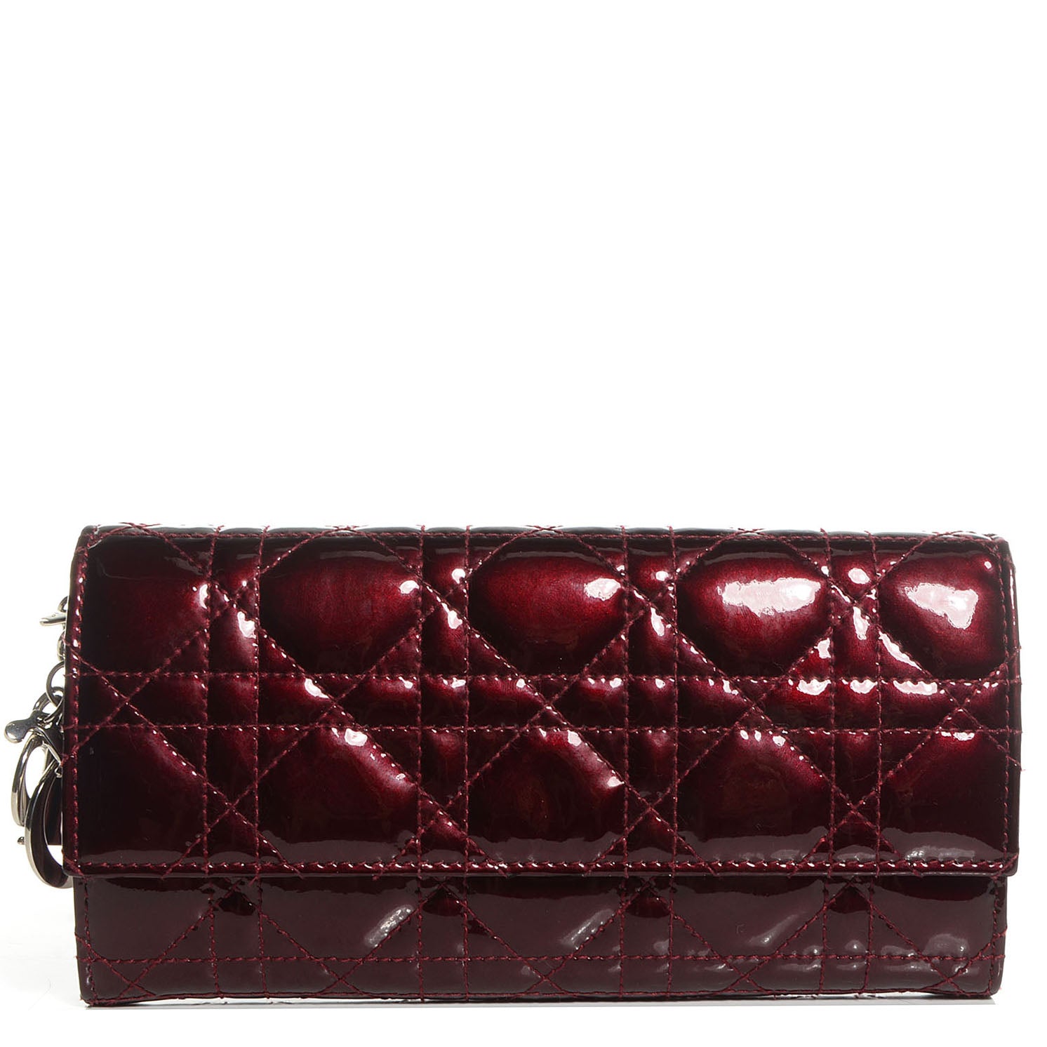 Christian Dior Patent Cannage Rendez-vous Chain Wallet Bordeaux 1 of 6