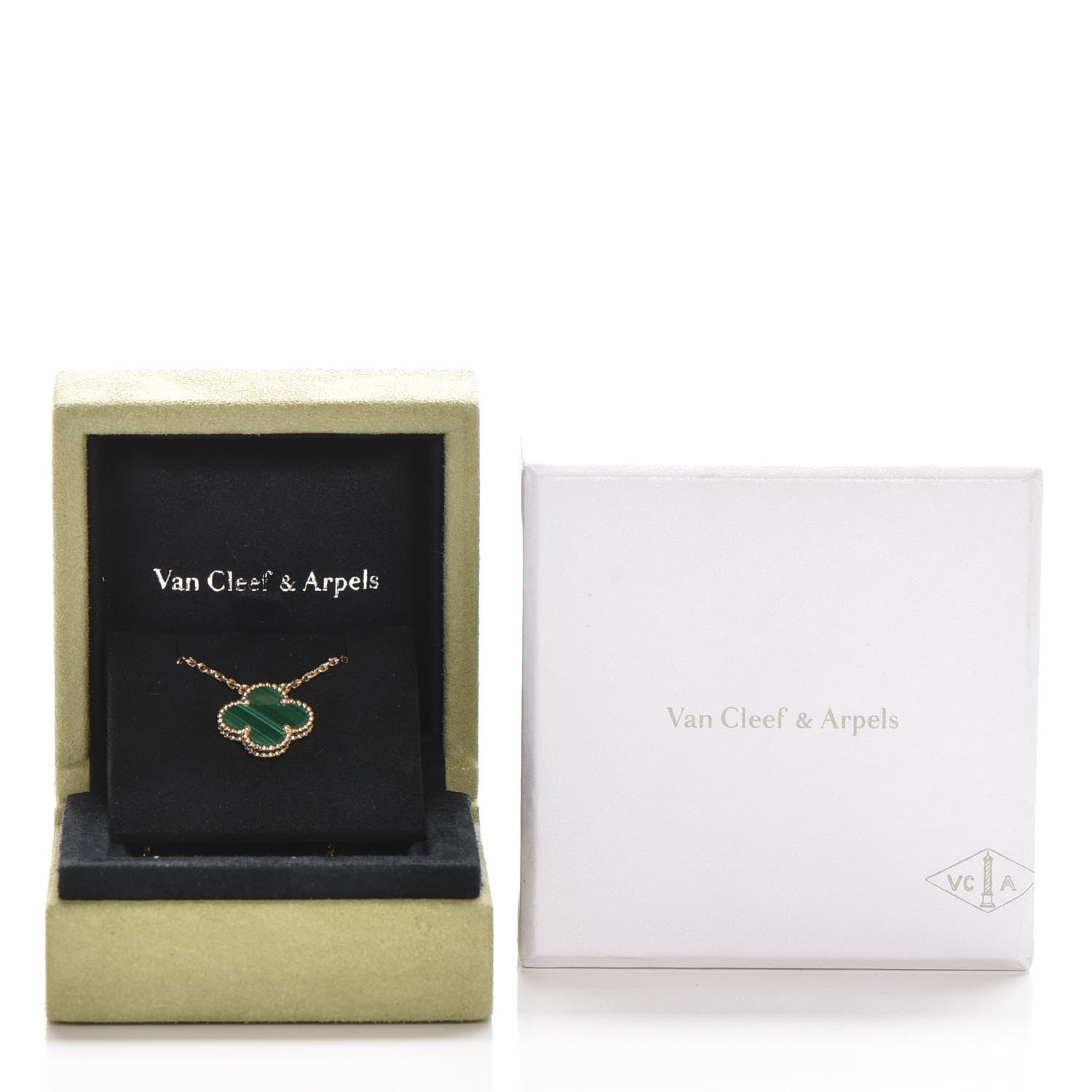 Van Cleef & Arpels 18K Yellow Gold Malachite Vintage Alhambra Pendant Necklace 9 of 9