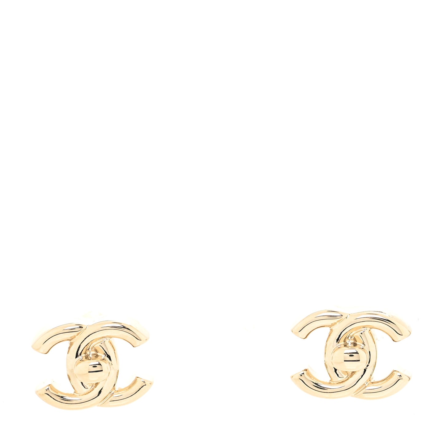 Metal CC Turnlock Earrings Gold