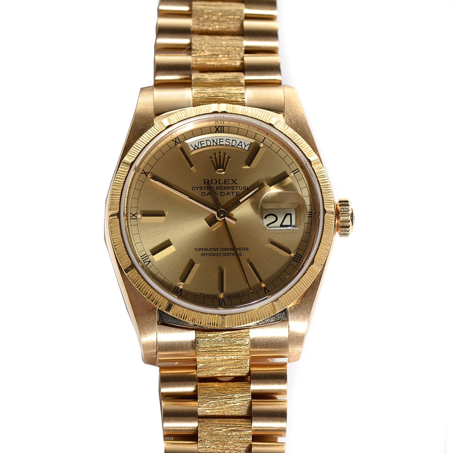 18K Yellow Gold 36mm Oyster Perpetual Day-Date Watch Champagne 18078
