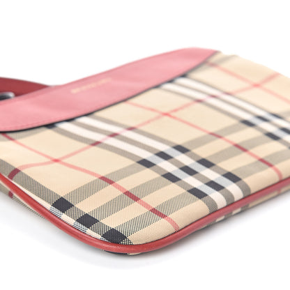 Burberry Horseferry Check Peyton Crossbody Clutch Bag Red 8 of 9