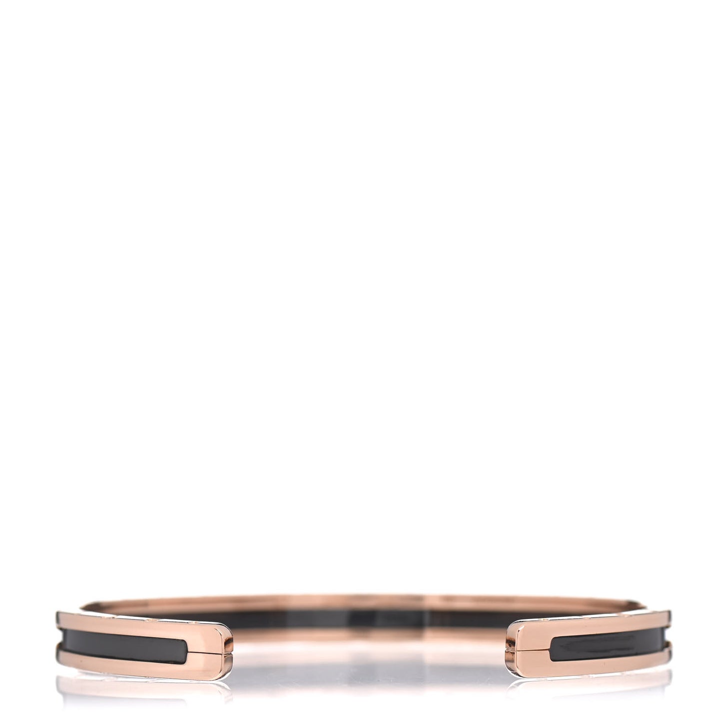 18K Rose Gold Steel Ceramic B.Zero1 Cuff Bracelet Black