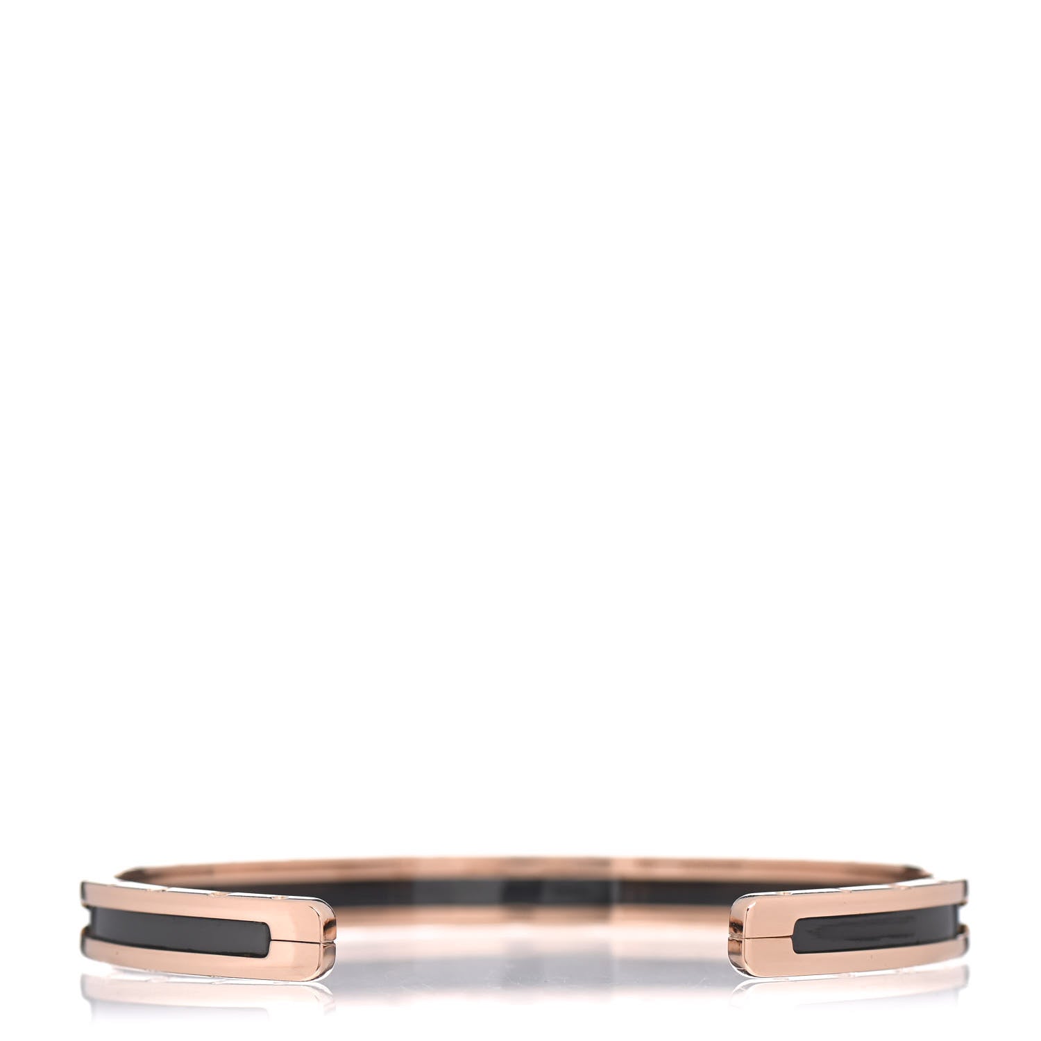 Bulgari 18K Rose Gold Steel Ceramic B.Zero1 Cuff Bracelet Black 3 of 4