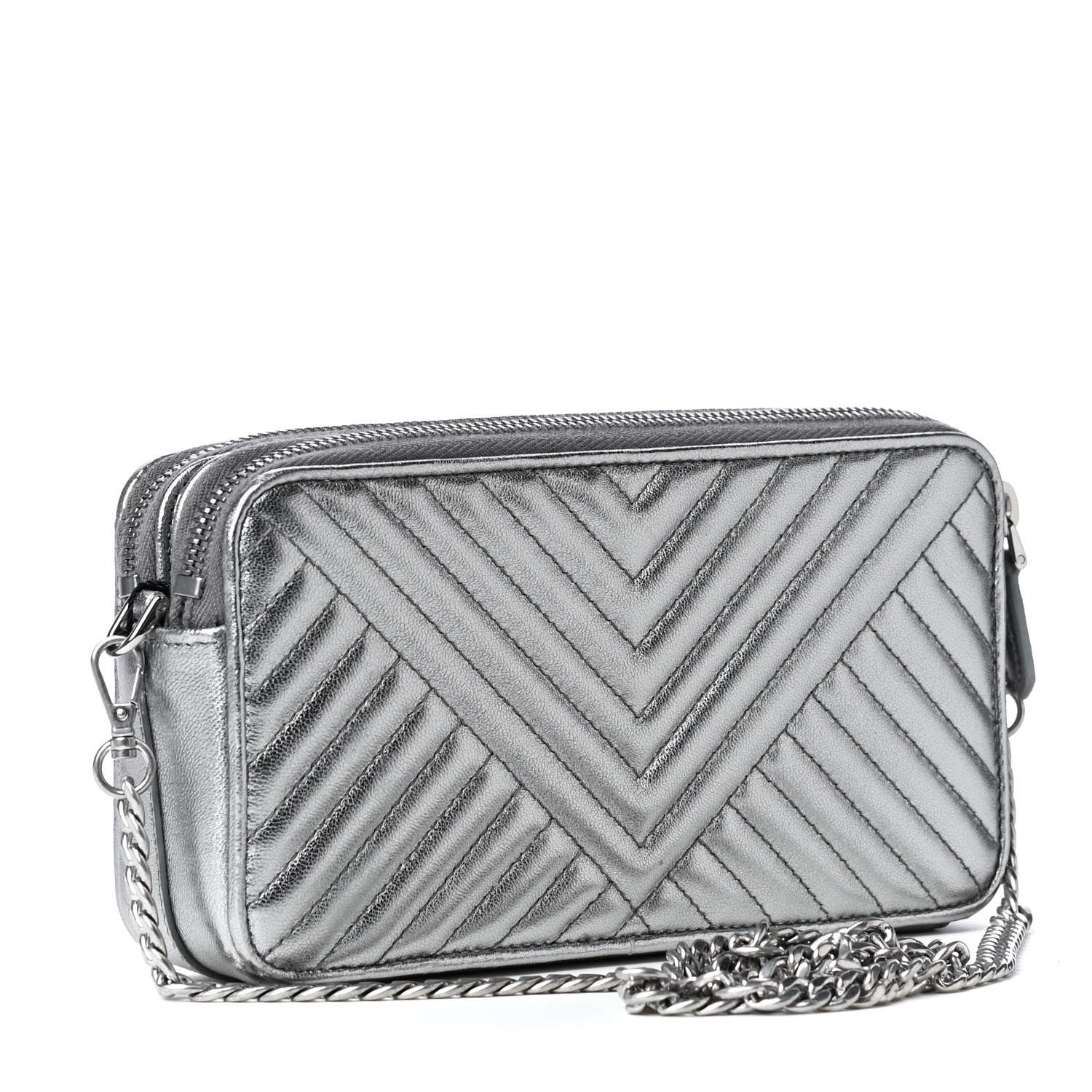 Prada Metallic Nappa Quilted Mini Bag Cromo 2 of 4