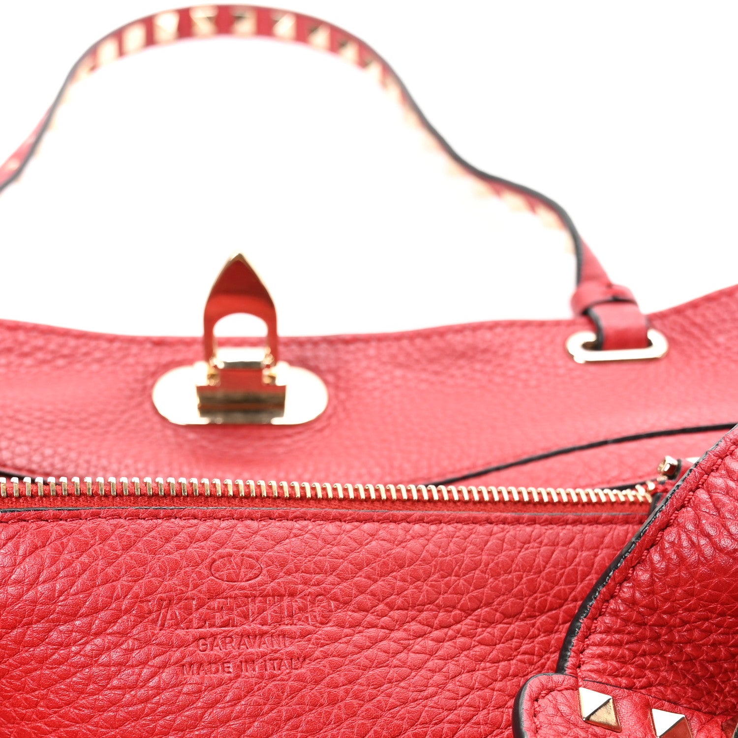 Valentino Garavani Vitello Medium Rockstud Tote Rosso Valentino 6 of 10